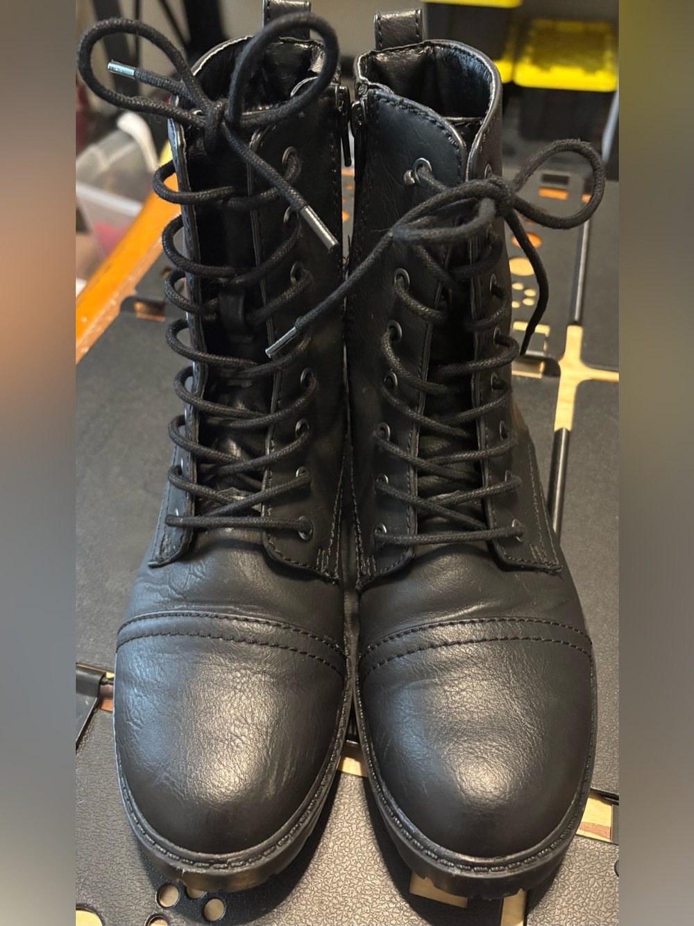 Universal thread, Womens Black Lace-Up Combat Boots